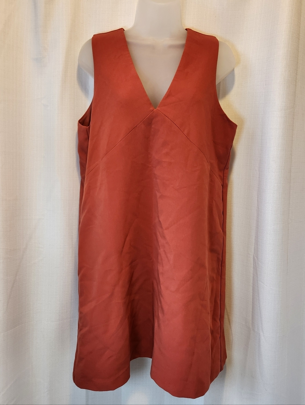 NWT Banana Republic Rust-Orange Sleeveless V-Neck Shift Dress Size 8